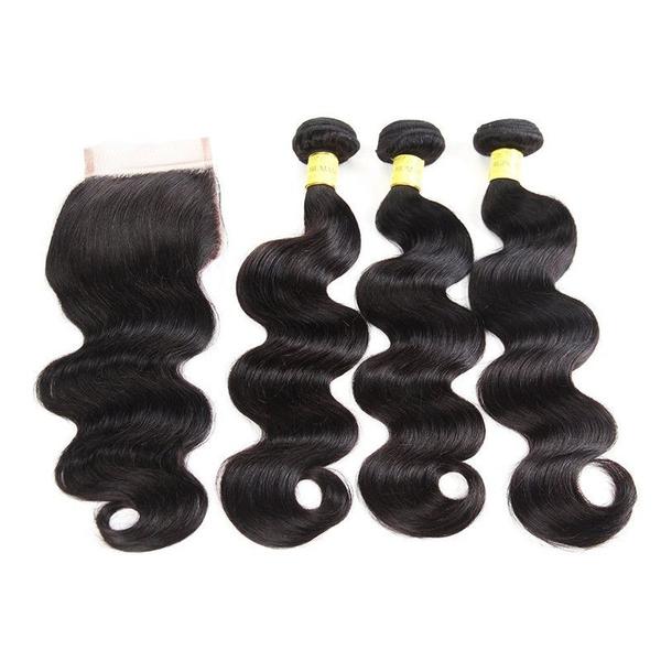 SUPERIOR LADY - Bundles With 4x4 HD Lace Closure Body Wave Human Hair