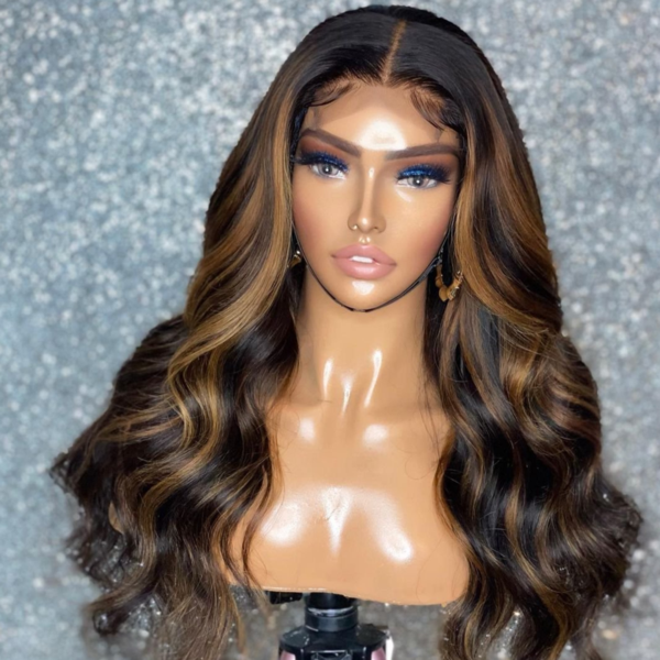 SUPERIOR LADY-Highlight #4/27 Colored Body Wave 5x5 Lace Closure Wig